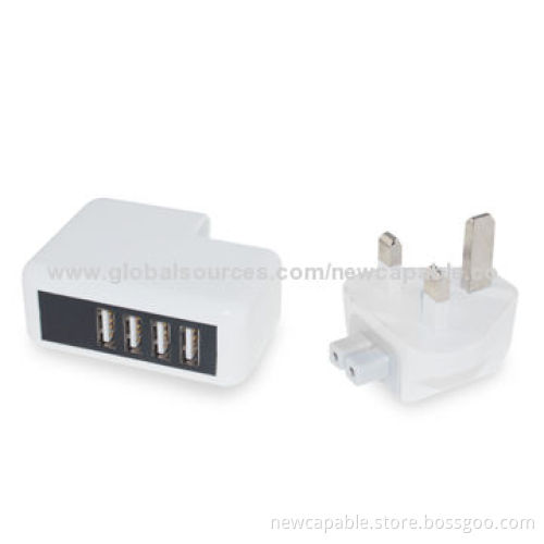 Four USB Travel Charger, 100 to 240V AC, 50/60Hz Input